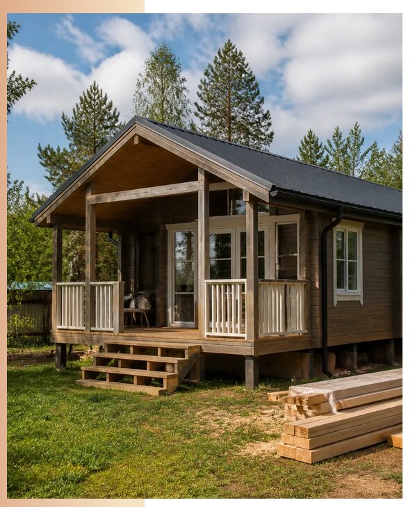 Изготовление и установка дачных домиков с верандой в Ирбите